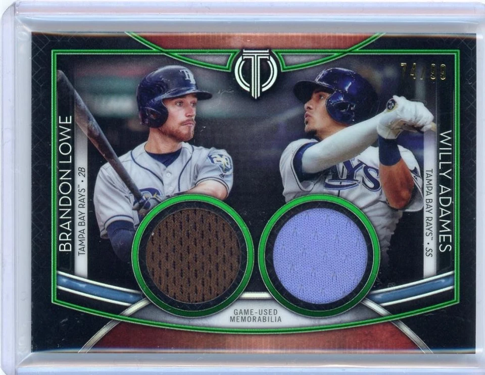 2020 Topps Tribute Willy Adames Brandon Lowe Tribute Dual Green /99 - Image 1 of 2