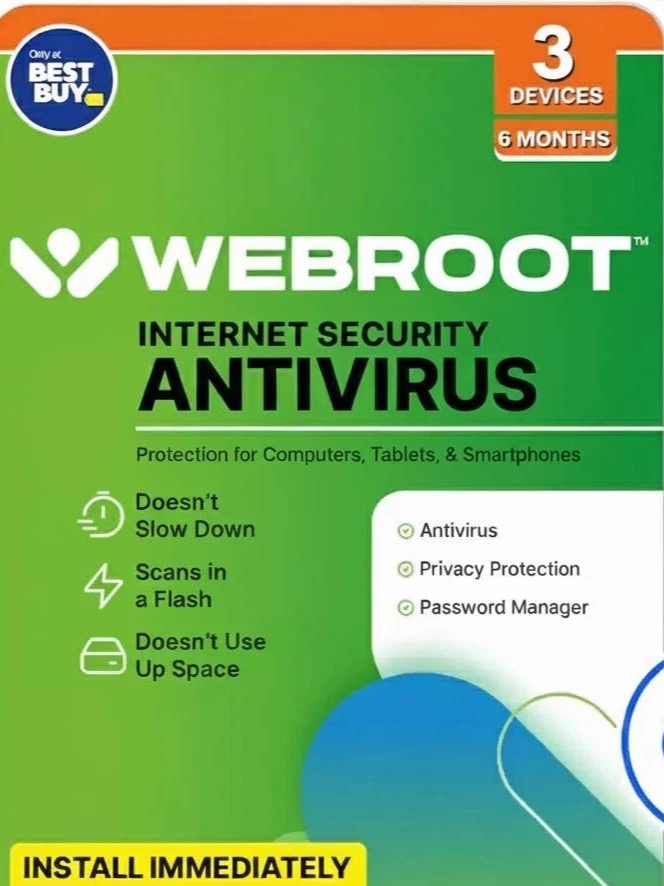Webroot Internet Security - 3 Devices | 6-Months USA Only, E-CODE DELIVERY - Image 1 of 1