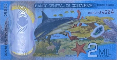 Costa Rica 2018 2000 Colones P-281 UNC SHARK Polymer World Banknote - Image 1 of 2