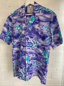 Camisa Hawaiana Exclusiva Hi Aloha Azul Floral Para Hombre Talla Mediana - Imagen 1 de 11