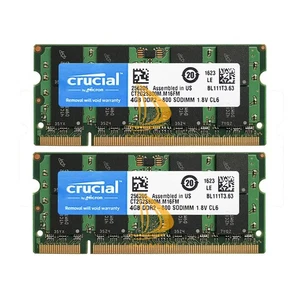 Lot Crucial 8GB 4GB 2GB 2RX8 PC2-6400 DDR2-800MHz 200pin SODIMM Laptop Memory* - Picture 1 of 10