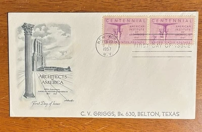 UNITED STATES CENTENARY OF AMERICAN INSTITUTE OF ARCHITECTS 1957 SC#1089 FDC - Image 1 of 2
