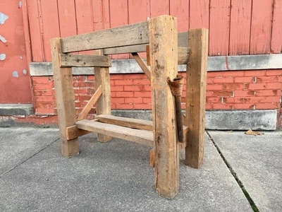 Antigua isla de cocina vintage banco de trabajo industrial mesa mostrador base patas de madera Foto 1 de 4