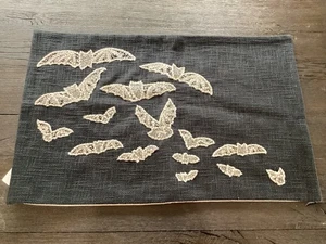 Pottery Barn Beaded Bat Embroidered Lumbar Pillow Cover NEW bat 16”x26” spooky - Picture 1 of 6
