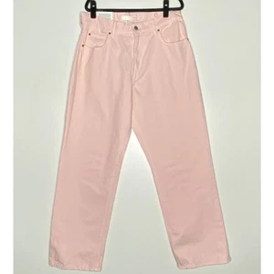 New H&M Pink Loose Straight High Waist Full Length Jeans Women's Size 14 - Picture 1 of 7