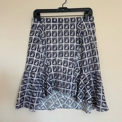 NUEVA Falda Seda Tallada Sello Postal Reina Isabel Talla EU 40 US 8 De Colección Foto 1 de 4