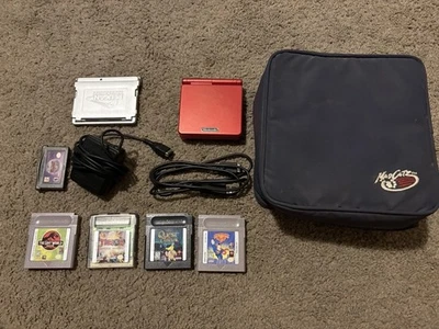 Nintendo Game Boy Advance SP Handheld System - Flame Red AGS-001 plus Extras - Image 1 of 4