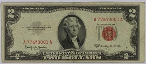 1953-C $2 Red Seal Legal Tender F-VF, - Picture 1 of 2