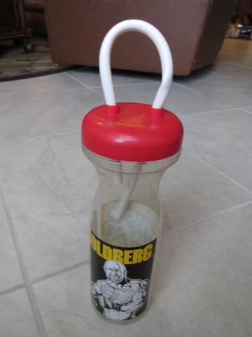 1998 WCW Wrestler Bill Goldberg Who's Next Water Bottle with Straw New Old Stock Cover