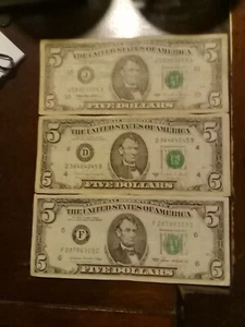 Old 5$ Bills Year 1995,1988A,1985 All For $36 - Picture 1 of 3