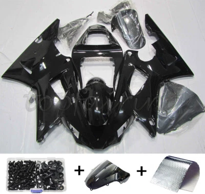 Kit de carenado negro brillante para carrocería de cuadro Yamaha YZF R1 2000 2001 + juego de pernos Foto 1 de 4