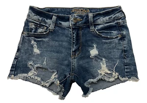 Pantalones cortos Arizona Jean Co para mujer talla 0 azul tiro bajo dobladillo deshilachado desgastado - Imagen 1 de 7