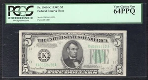 FR. 1960-K 1934-D $5 FRN FEDERAL RESERVE NOTE DALLAS, TX PCGS UNCIRCULATED-64PPQ - Picture 1 of 2