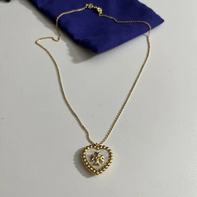 Tory Burch Roxanne Corazón Logo Dije Colgante Collar Foto 1 de 4
