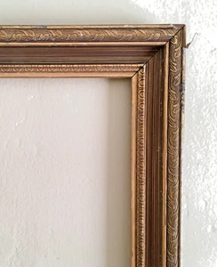 Large Antique Early 1900s Gold Gilt Wood Art Frame 24x44” Fits 20x40” shows wear - Picture 1 of 3