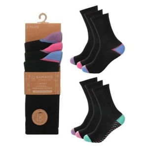 Ladies Bamboo 3 Pairs Heel & Toe Socks SK1213 - Picture 1 of 4