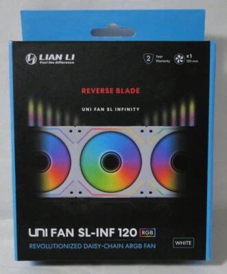 Lian Li UNI Fan REVERSE Infinity 120mm RGB FAN White no controller NEW ! - Image 1 of 4