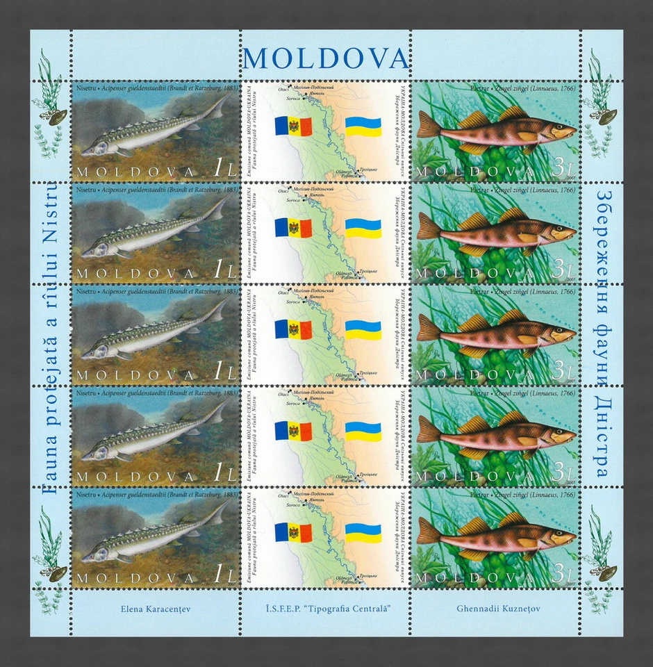 Moldavia 2007 Fauna Peces Edición Conjunta con Ucrania 10 MNH Hoja de Sellos Foto 1 de 1