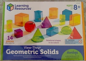 Learning Resources View-Thru Geometric Solids 14 Pieces Math Homeschool Geometry