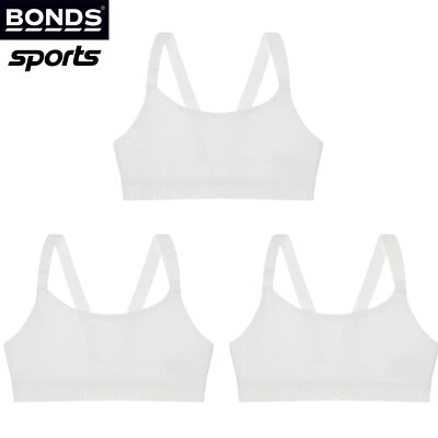 3x Bonds Sports Performance Crop Top Girls Kid Pullover Stretchy Bra UWH41A Bulk - Image 1 of 4