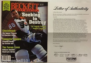 ERIC LINDROS AND ANDY MOOG AUTOGRAPHED SIGNED BECKETT HOCKEY MONTHLY PSA LOA - Picture 1 of 2