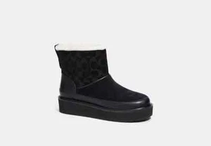 NWOB COACH SUEDE W LEATHER ANKLE BOOTS INDI BOOTIE CM593_BLACK_8.5B OR EUR 39 - Picture 1 of 10