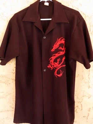 Camisa NEXT DE COLECCIÓN Para Hombre Red Dragon Negra Manga Corta Abotonada Talla XL Foto 1 de 4