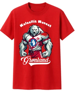 Camiseta Groenlandia emblema escudo bandera dibujos animados rojo NK 42 - Imagen 1 de 1