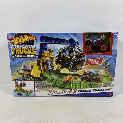 Hot Wheels ~ Monster Trucks Arena Smashers ~ Rhinomite ~ Chargin' Challenge NEW - Image 1 of 4