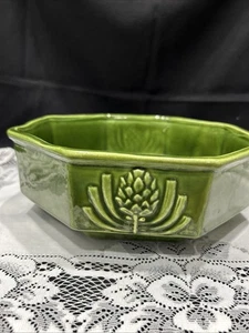 VTG Haeger Octagonal Planter Green With Raised Pine Cone 1970’s 3.25”TX 9”W - Picture 1 of 7