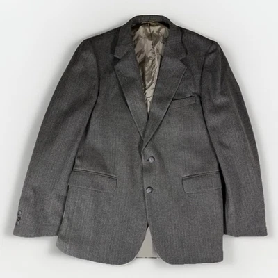 Jaqueta Blazer Vintage SSSSSSSSS Masculina Cinza Listrada Lã 42R Fabricada na Hungria - Imagem 1 de 4