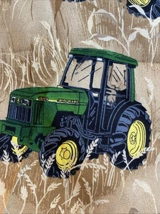 Vintage John Deere Tractors Wheat Field Springs Ind. Cotton 4 Yards - Picture 1 of 6