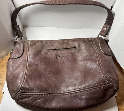 Bolso de hombro Fossil vintage de cuero con cremallera ZB2868 con dije de llave Foto 1 de 4