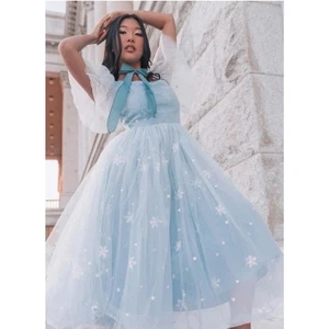 Jessakae December Dress Blue Whimsical Winter Princesscore Sheer Holiday Sz Sm - Picture 1 of 14