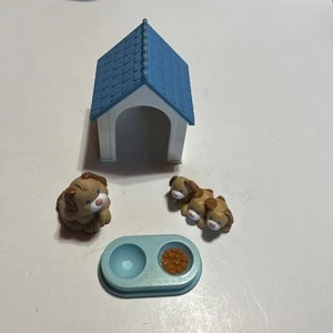 Vtg 1993 Fisher Price Loving Family Dollhouse Dog House, Dog, Puppies & Bowl - Picture 1 of 9