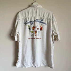 Tommy Bahama Diversified Mutual Fun 100% Seide Hemd weiß bestickt Shirt M - Bild 1 von 8