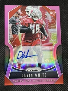 2019 PANINI PRIZM DEVIN WHITE ROOKIE, #312, AUTO, PINK PRIZM, SUPER BOWL CHAMP - Picture 1 of 2