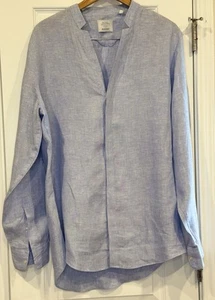 Baird McNutt Murano Linen Shirt Large Tall Blue Button Up - Picture 1 of 16