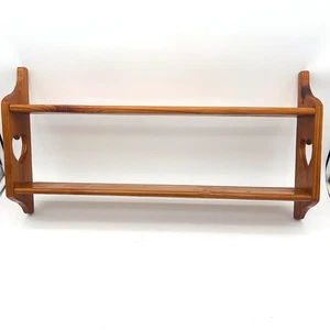 Vtg Large Handmade Wood Pine Shelf w Heart Cutouts 24 X 12.25" Country Cottage - Picture 1 of 15