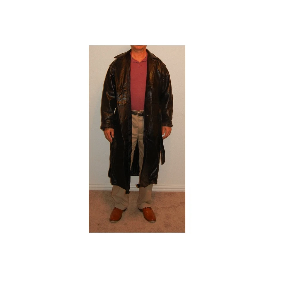 Тренч из натуральной кожи Giovanni Navarre итальянский камень ™ дизайн - Изображение 1 из 1