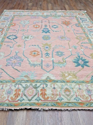 Alfombra Bohemia Oushak, Alfombra Turca Oushak, Alfombra Contemporánea Hecha a Mano 8x10 Pies Foto 1 de 4