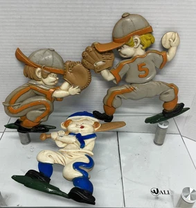 Vintage 1970s Sexton Die Cast Metal Baseball Wall Art Decor, Set of 3 - Picture 1 of 10