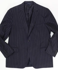 Brooks Brothers Fitzgerald Fit Black Striped Suit Jacket 44R Wool Made in Italy - Picture 1 of 24