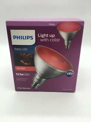 RED LED Philips 13.5w PAR38 Flood Non-Dimmable Light Bulb - Image 1 of 4