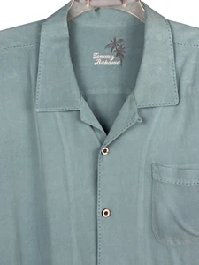 Tommy Bahama Signature Herren Übergröße XXL türkis blau Hawaii Seide Hemd Tasche - Bild 1 von 7