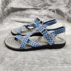 Airwalk Sandals Womens 6.5 Blue Striped Adjustable Closure Strappy - Picture 1 of 11