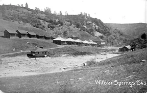COTTAGES AT WILBUR SPRINGS, KALIFORNIEN, VINTAGE POSTKARTE (SB 445) - Bild 1 von 2