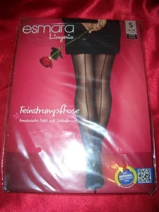 Edle Esmara Feinstrumpfhose Naht + Schleife Gr. S schwarz 40 den Tights OVP - Bild 1 von 2