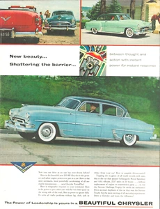 1954 CHRYSLER Auto pubblicità stampa d'epoca POWERFLITE auto blu hardtop whitewall pneumatici - Foto 1 di 1