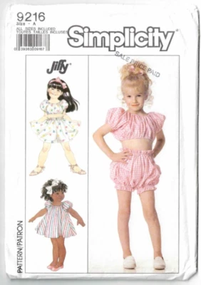 Girls Dress Crop Top Shorts Pattern Simplicity 9216 1980's VTG Fashion - Image 1 of 2